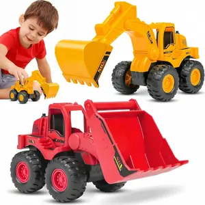 Friction-Powered Excavator & Loader Truck Construction Toy, Sandbox Playset for 3-5 Year-Old Boys & Girls