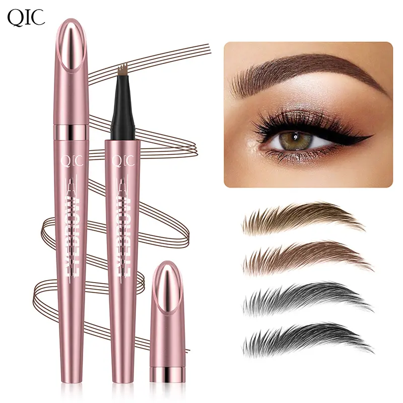 4-Prong Liquid Eyebrow Pen, 24-Hour Waterproof & Long-Lasting, Natural 3D Brow Effect, Dual-Ended Multi-Function Design, Ideal for Daily Refined Makeup, Cosmetic, Eyebrow Makeup Products
