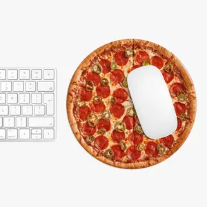 Pizza Pepperoni Mouse Pad, Round Pizza Mousepad, Funny Pizza Lover Desk Decoration