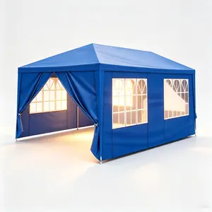 10'x20' Blue Waterproof Lightweight Canopy Tent with 6 Removable Sidewalls, Outdoor Shelter Sun Shade for Backyard Weddings & Camping, Patio Use + Outdoor Tarp & Tools, Outdoor Canopy Shelter