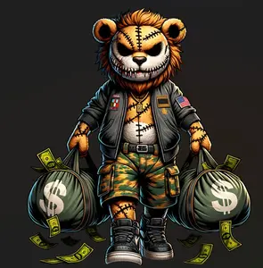 Street Style Ready to Press Heat Transfer DTF Transfer - Direct to Film with Cool Lion Design for Apparel Heat Press Instructions Included