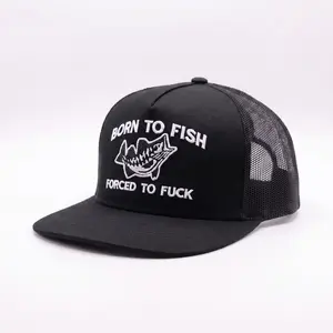 Born To Fish ForcedTo Fuck Adjustable Snapback Trucker Hat withPremium Stitching & Breathable Mesh Back