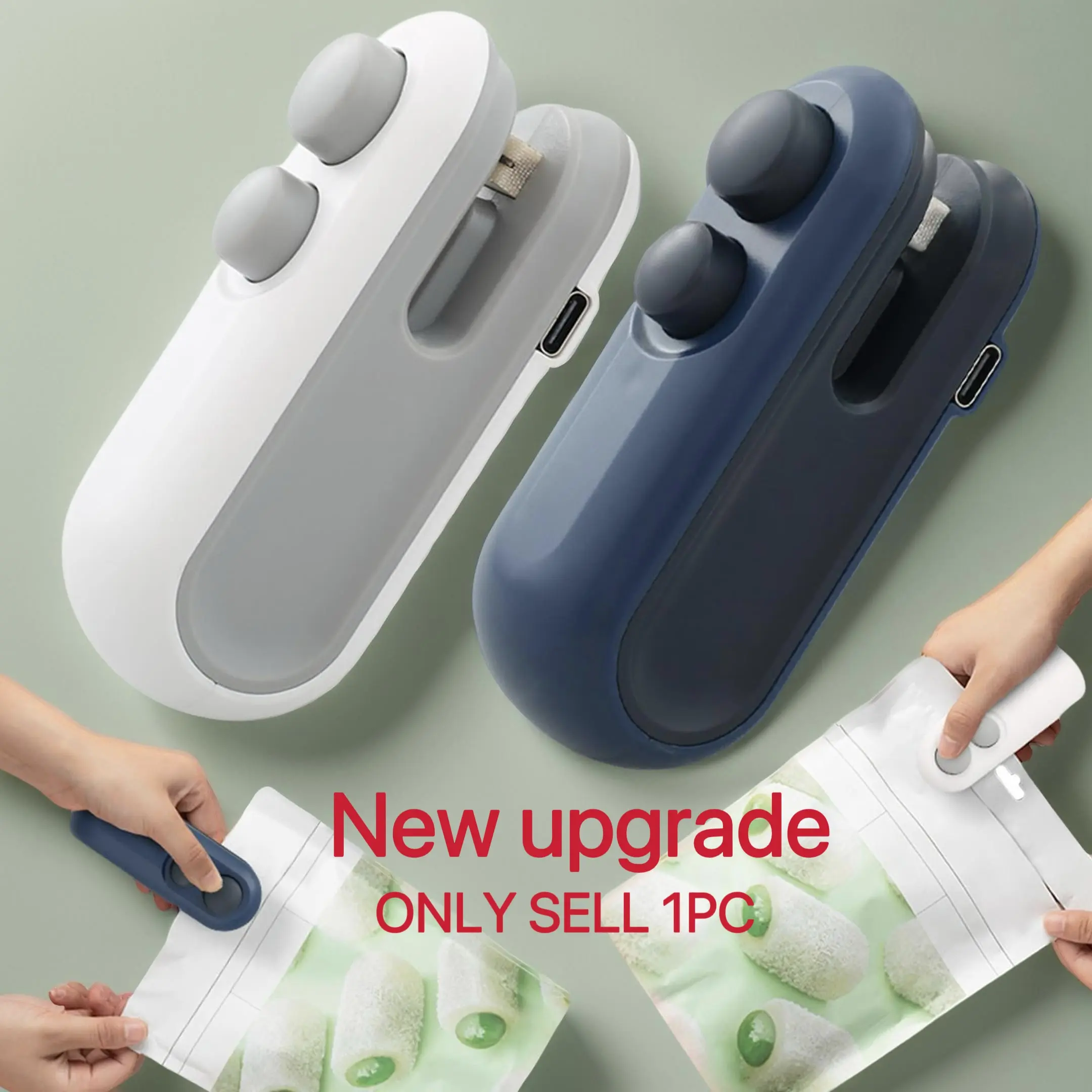 2 in 1 Mini Sealing & Cutting Machine, Portable Usb Rechargeable Snack Sealing Machine, Handheld Heat Sealing Device for Snack & Food Storage Plastic Sealer, Bag Sealer Handheld