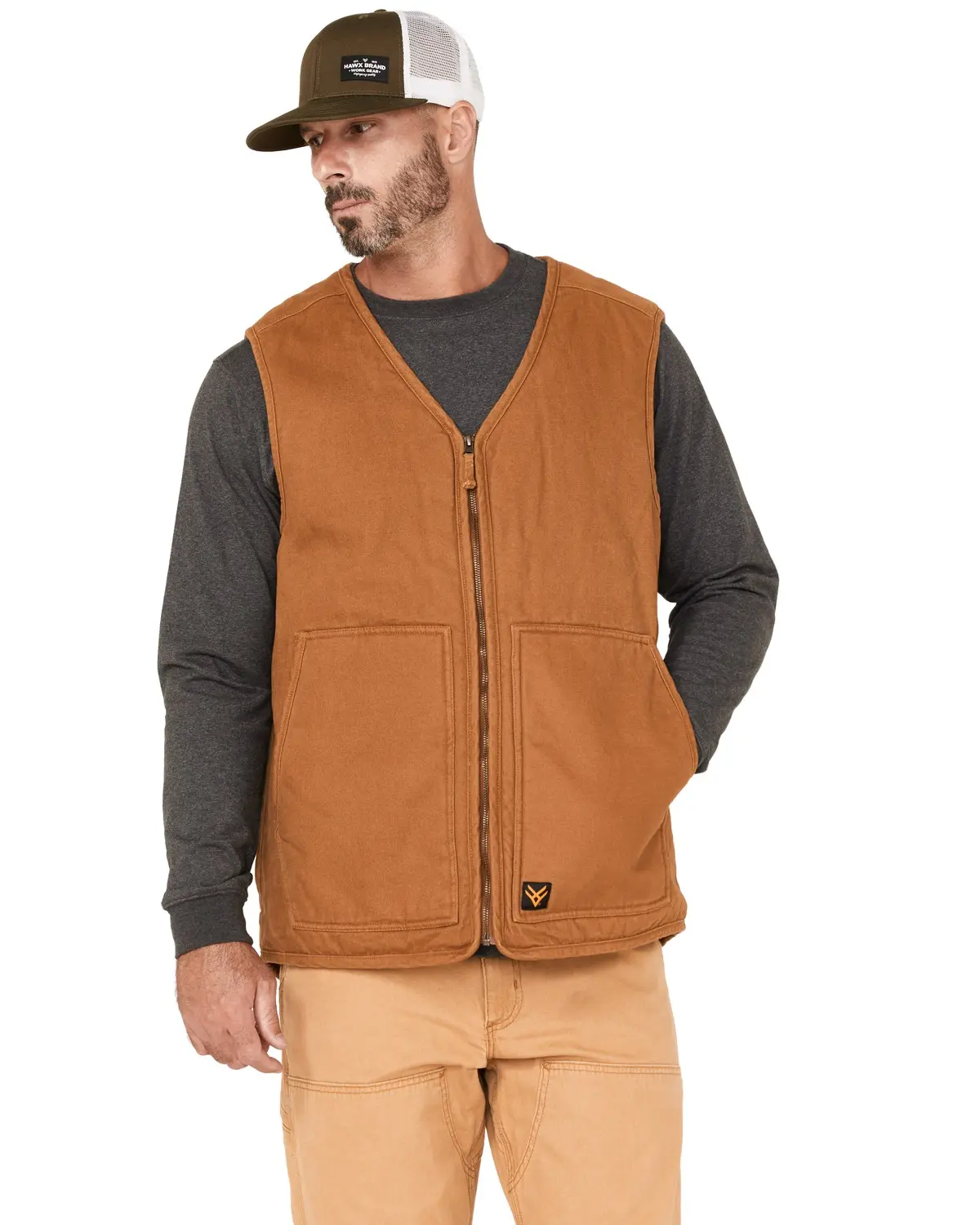 Hawx Men's Men'S Weathered Canvas Sherpa Lined Vest - Hxfa22v24-Rust Cop