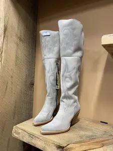 DAN POST – Women’s Jilted Knee High Western / Fashion Boot (White Suede)