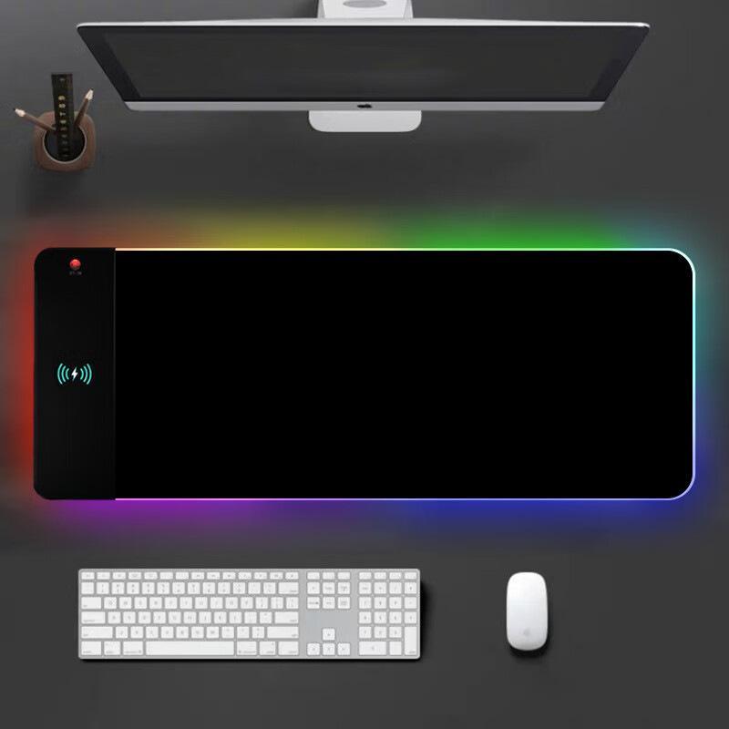 XXL Gaming Mouse Pad with MagneticWireless Charging, RGB Black Mousepad DeskMat with 15W Fast Charger, Waterproof LaptopWriting for Office, Home, Gaming DesktopAccessory(A perfect gift for Valentine's Day)