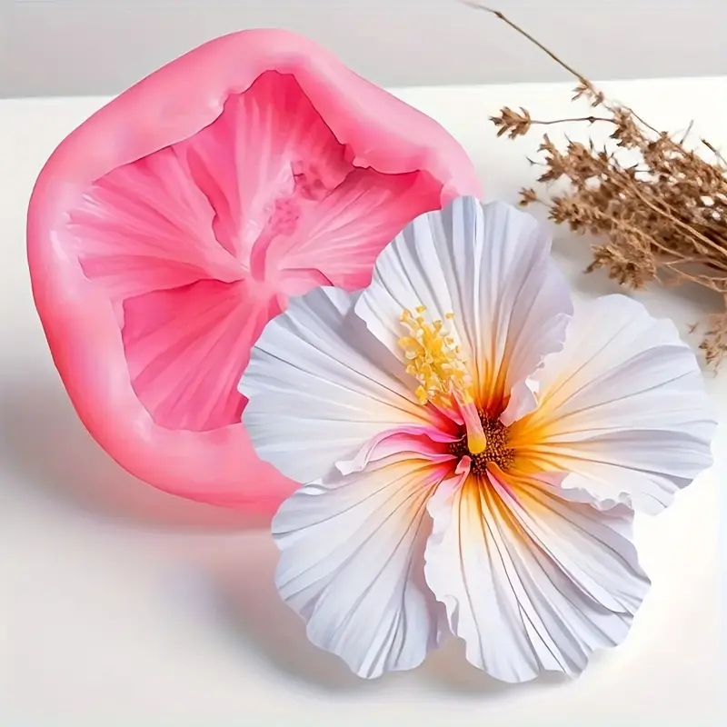 2pcs Hibiscus Candle Molds, Suitable for Resin Casting, Aromatherapy, Gypsum and Clay Crafts - Exquisite Floral Design, Reusable Flexible DIY Molds, Ideal for Jewelry Making, Home Decor, Mother's Day, Wedding & Valentine's Gifts, Resin Art Creation