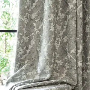 1pc Luxurious Vine Curtain, Satin Bottom, Embroidered Floral, Medium Light Blocking, Perfect for Master Bedroom and Living Room