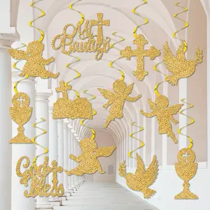 Mi Bautizo Party Decoration, Baptism Decorations, First Communion Hanging Swirls, Ceiling Decor, Baby Shower Birthday Party Supplies, Hanging Ornaments, Religious Ornaments, Angel