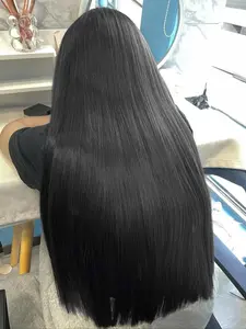 24inch Black Long Straight Clip-in Hair Extensions, Gorgeous Fluffy Synthetic Hair Pieces for Women, Synthetic Hair Extensions for Party, Daily Use