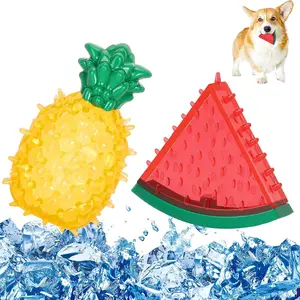 2pcs Summer Water-Fillable Ice Cooling Dog Chew Toy, Durable Pineapple & Watermelon Shape, Pet Chewing Toy for Hot Weather Relief