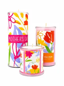 Mother’s Day Floral Candle Wrap Set | Bright Colorful Mom Gift Wrap for Wrap A Candle Base | Spring Home Decor