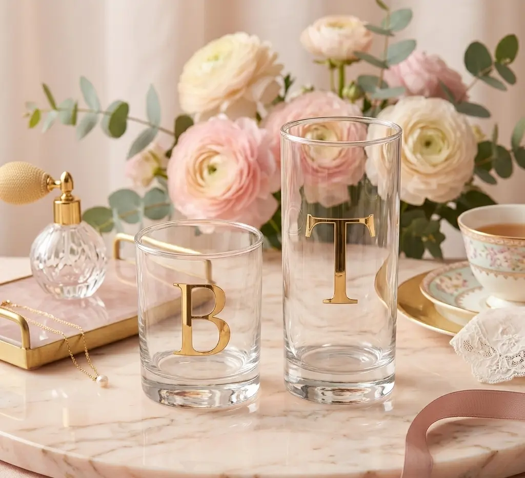 Custom Initial Letter Glass Monogram Cup
