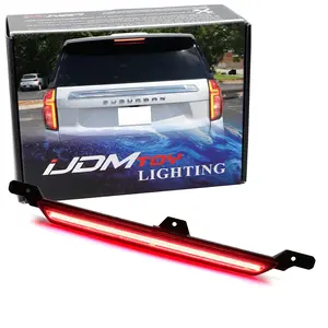 iJDMTOY Dark Red Len Full LED Strip High Mount Third Brake Light Assembly For Chevrolet 2021-2024 Suburban/Tahoe, GMC Yukon/Yukon XL, Cadillac Escalade