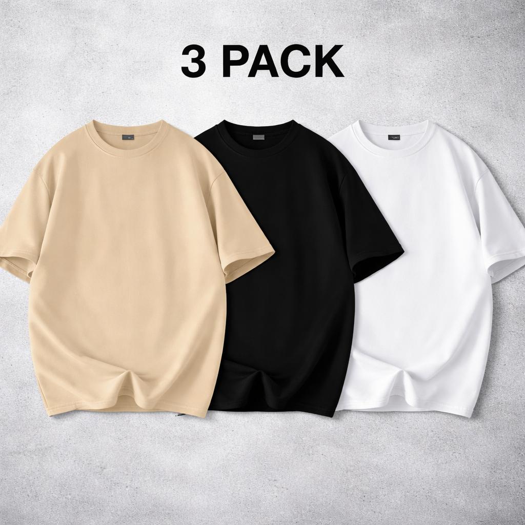 5-pack unisex short-sleeve T-shirts, American basic style, heavyweight high GSM, oversized casual athletic design; versatile tops available in multiple colors; a multi-piece set—versatile and suitable for various occasions, ideal for summer wear and a war