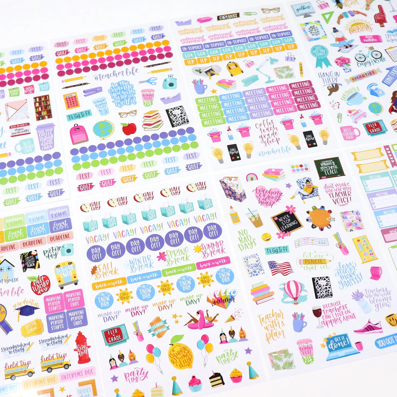 Bloom Planner Sticker Pack Teacher Decor 8 Sheets 586 Unique Stickers for Classroom Organization and Fun Decoration Decorative Stickers Diy Decorative Stickers