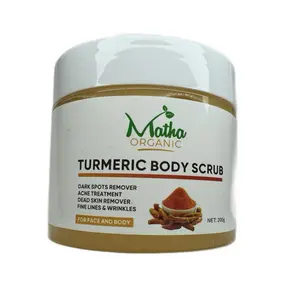 Matha Organic Turmeric Body Scrub - Dark Spots Remover Acne Treatment Dead Skin Remover Fine Lines Wrinkles for Face & Body 200g