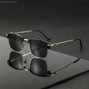 2026 Unisex Retro Browline Sunglasses, Classic Square Metal-Acetate Frame with UV400 Protection, Fashion Casual Eyewear, Perfect for Daily Wear, Driving, Outdoor Activities and Streetwear