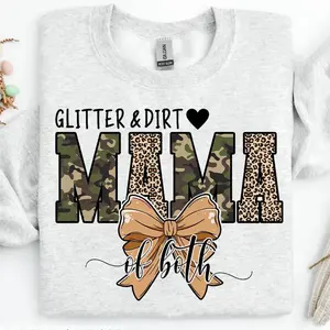 Camo Coquette Bow Glitter and Dirt Mama Of Both Sweatshirt, Mother's Day Sweatshirt, Funny Gifts For Mom, Gifts For Mom, Mother's Day Gifts For Wife, Birthday Gifts