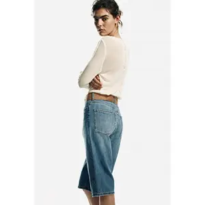 H&M Belted denim Bermuda shorts