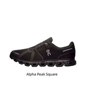 All-Black Lightweight Breathable Casual Running Shoes, Engineered Mesh Upper, Cloud Module Cushioning Midsole