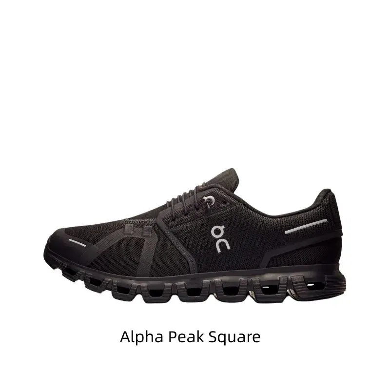 All-Black Lightweight Breathable Casual Running Shoes, Engineered Mesh Upper, Cloud Module Cushioning Midsole
