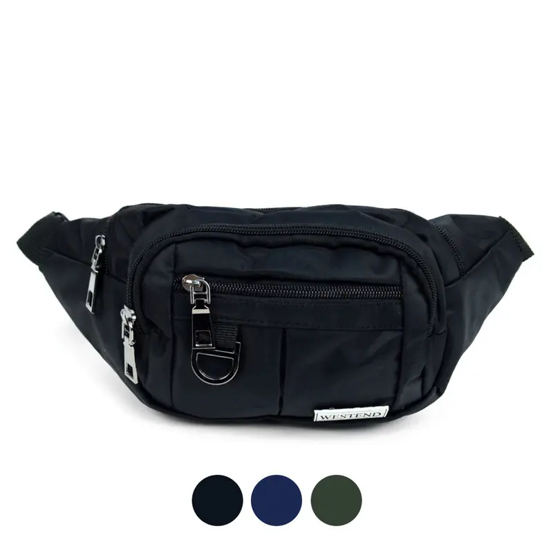 Unisex Nylon Zipper Athletic Fanny Pack - Durable Waist Bag Wallet, Workout Belt Bag with 4 Pockets, Adjustable Strap, Multi-Compartment, PVC Build & Hands-Free Storage for Travel, Casual Use