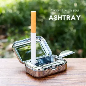 2PCS Portable Metal Pocket Ashtray – Creative Outdoor Travel Cigarette Ash Holder with Lid