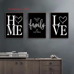 3-Piece Set / Heart and Letter Motifs Modern Minimalist Design Canvas Wall Art Home Decor for Living Room, Bedroom, Study Essential Home Accessories Contemporary Abstract Design Waterproof Artwork Frameless