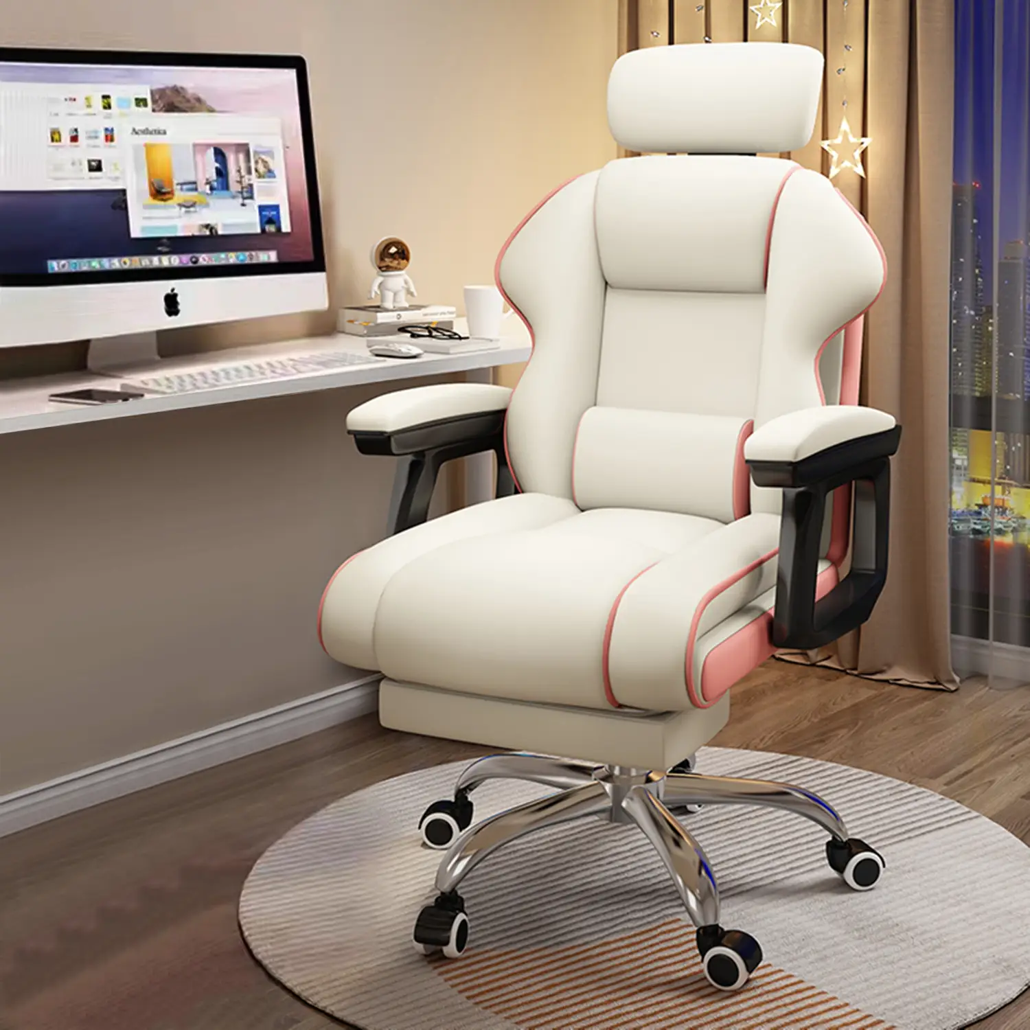 【Back To School】 Executive Computer Chair Home Office Desk Chair,Adjustable Angle, Ergonomic Adjustable Height PU Leather Chairs with Cushions Armrest