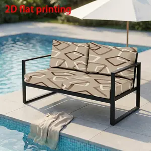 1/2/8/10/12pcs Sofa Cushion Covers, Brown & Beige Geometric Printed Sofa Covers (No Insert Included), 2D Flat Printed Elastic Chair Cushion Covers, Removable & Washable, All-Season Universal Indoor and Outdoor Seat Covers for Courtyard, Terrace and Beach