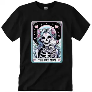 Cat Mom Tarot Card T-Shirt – Mystic Tarot Cat Graphic Tee for Cat Lovers