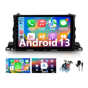 10 Inch Android 13 Car Stereo for Toyota Highlander 2014-2019, Wireless CarPlay Android Auto, Touchscreen GPS Navigation Head Unit