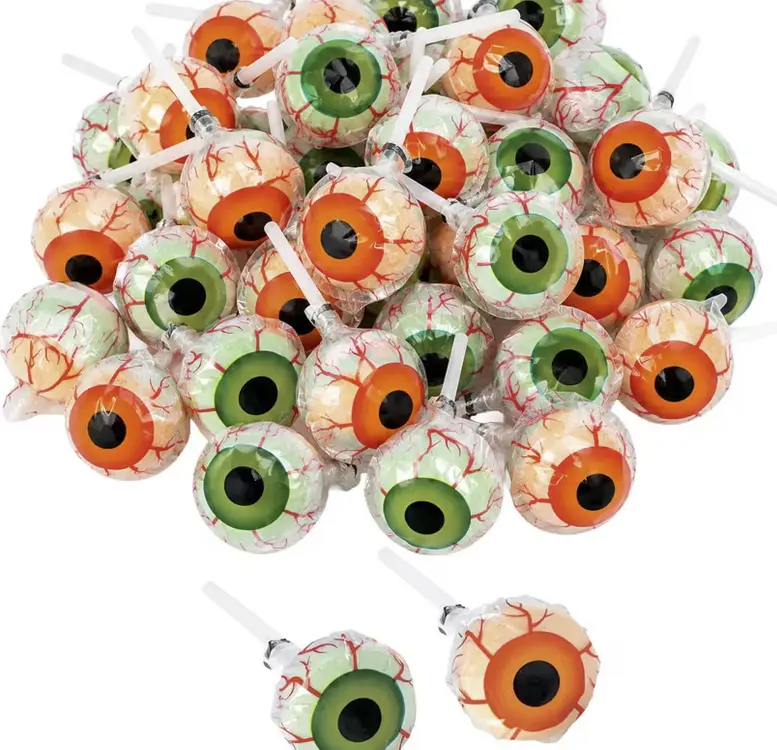 1 lb. Eyeball-Print Tart Fruit-Flavored Lollipops Assortment - 1" 36 Pc.