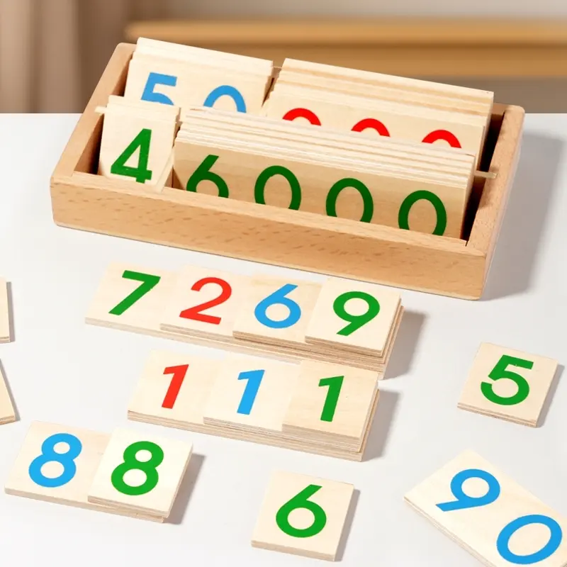 Montessori Math Learning Toy Set, Math Learning Tools, Math Teaching Aid, Wooden Number Cards 1-1000, Stem Educational Toys for Kids 3-6, Ideal Birthday Gift
