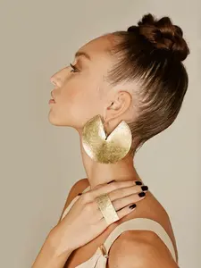 Boho Style African-Inspired Earrings, Zinc Alloy Hammered Tribal Jewelry, Large Statement Earrings for Women, Ethnic Fashion Accessories, Trendy Jewellery Accessories