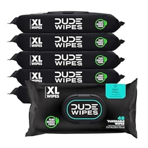 DUDE Wipes - Flushable Wipes 6 Pack, 288 Wipes - Mint Chill - Eucalyptus & Tea Tree Oil - Septic and Sewer Safe Cleans Better Than Toilet Paper