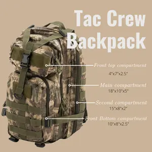 Tac Crew Urban Military MOLLE Backpack | Heavyweight Webbing | multi panel padding | Camping, Tracking