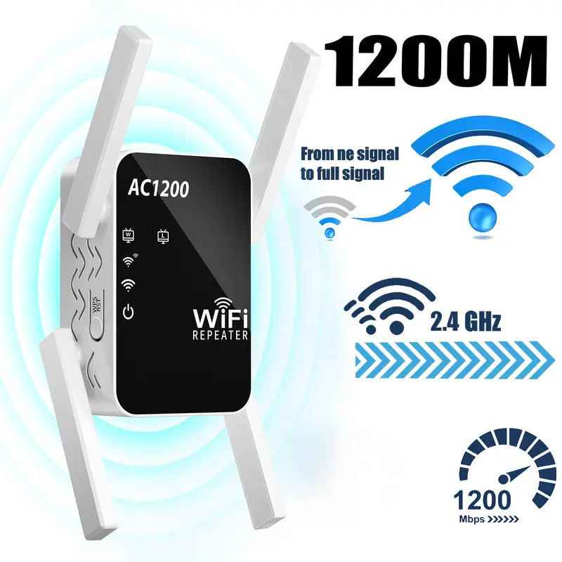 WERCHTAY Dual-Band WiFi Extender Signal Booster with Ethernet Ports, Long-Range Repeater for Home - 1-Tap Plug-and-Play Setup, Smart TV & Gaming Support to Eliminate Dead Zones & Buffering, Smart Tv Support