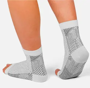 Compression short Socks for Women & Men Open Toe (1 Pair) - Best Ankle Compression Sleeve for Swelling, Achilles Tendonitis, Heel Pain & Plantar Fasciitis Relief, White