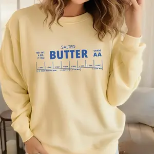 Salted Butter Sweatshirt, Stick of Butter Sweater, Funny Baking Crewneck, Foodie Chef Pullover, Retro Kitchen Humor Gift, 100% Cotton, Made in USA