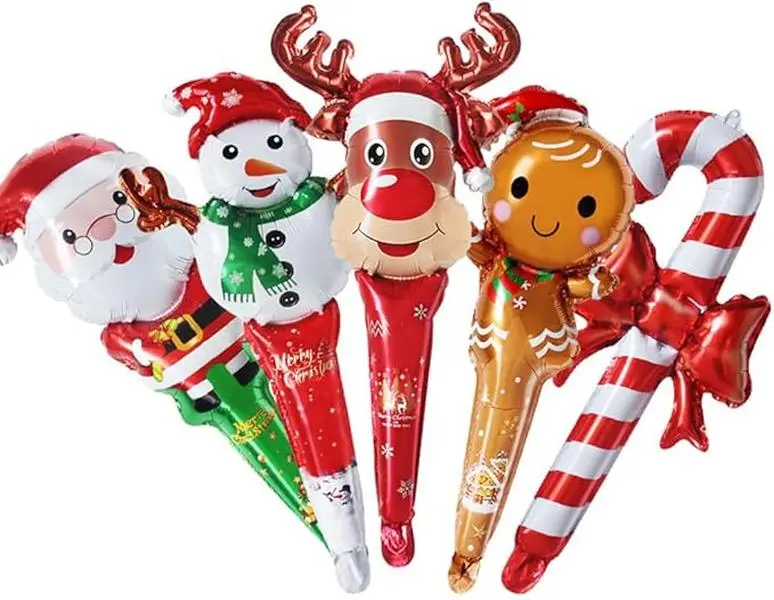 10Pcs Christmas Foil Balloons Santa Claus Snowman Christmas Balloons for Christmas Party Supplies Birthday Party Decoration