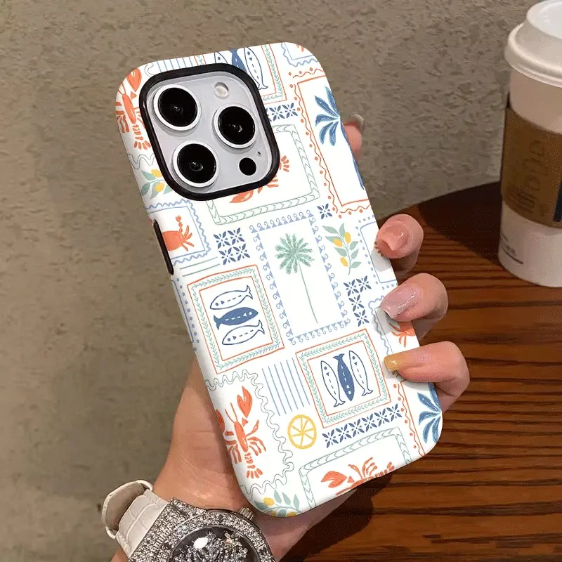 Stylish and creatively designed dual-layer protective case, durable 2-in-1 design, compatible with iPhone 17/16/15/14/13/12/11 Pro Max/Plus/Pro, Galaxy S25/S24/S23 Ultra series. Ideal for couples or as a fashionable phone case.