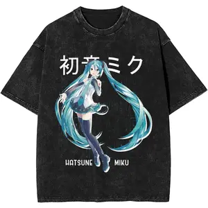 valentine shirts  Man T-Shirt Vocaloid Hatsune Miku Washed T Shirts Novelty 4Summer Tee Shirt Street Style Print Cotton Clothes New Arrival