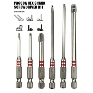 6-Piece Magnetic Hexagonal Shank Screwdriver Bit Set, Pagoda-Shaped Internal Hex Design, Tightens 1.5mm-6mm Nuts, Compatible with Electric Drills & Wrenches