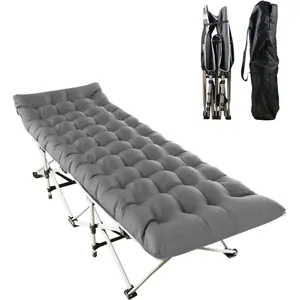 Camping Cot, Folding Camping Cots for Adults, Portable Sleeping Cot with Carry Bag, 1200D Double Layer Oxford, Camp Cot Bed for Guest Travel, Hiking, Support 440lbs, Black