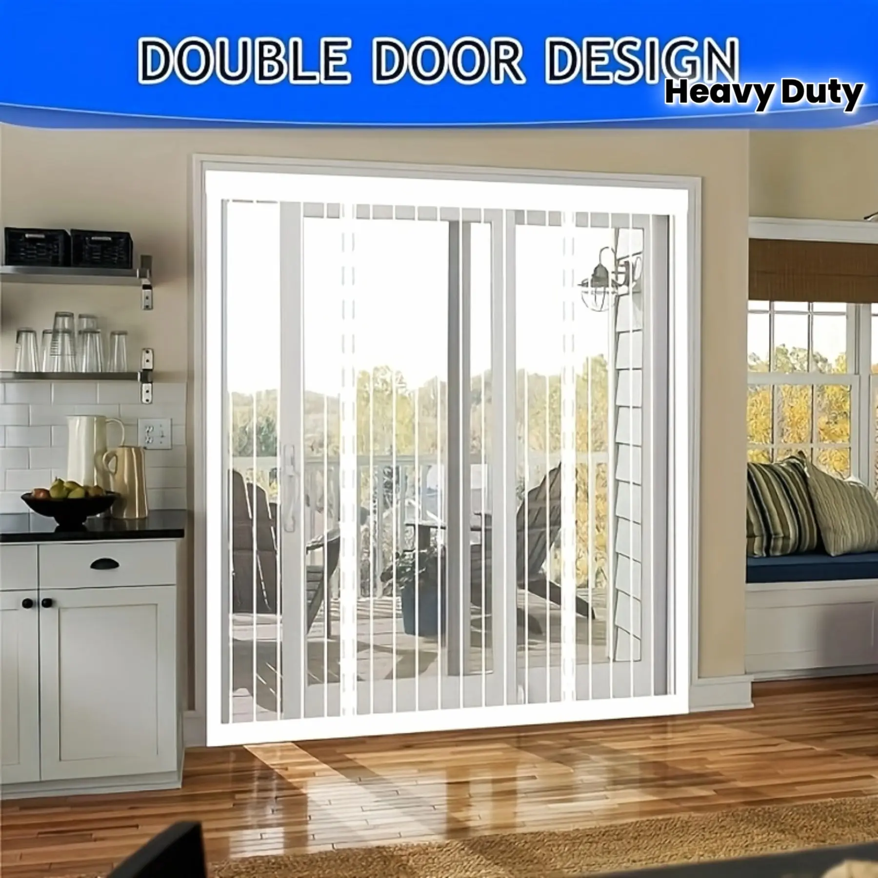Heavy Duty Magnetic Screen Door with Auto-Close Hands-Free Mesh Curtain - Bug & Mosquito Proof for Patio Sliding Doors, Durable Mesh Cover for Insect Protection & Ventilation, Magnetic Mesh Screen Door, Modern Door Accessory, Easyclean Material