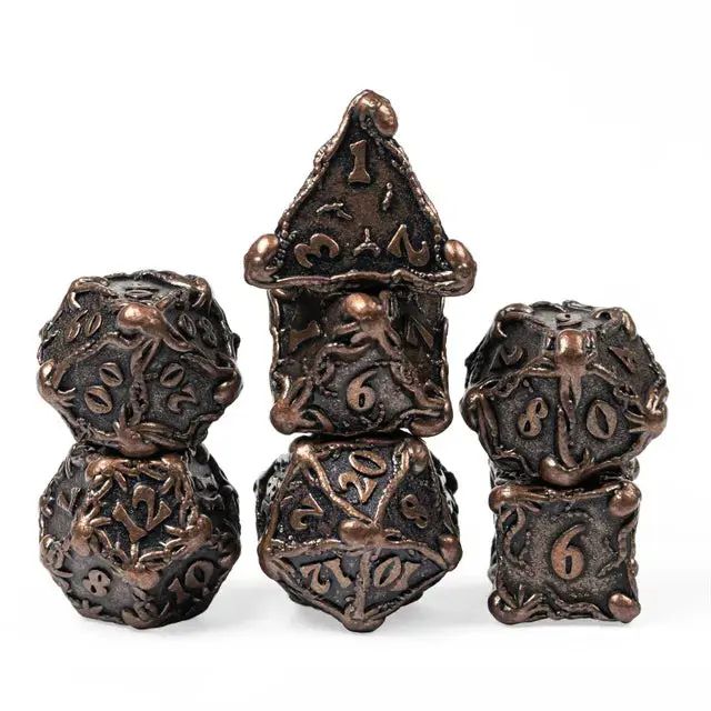 Metal Copper Octopus 7-Dice Set