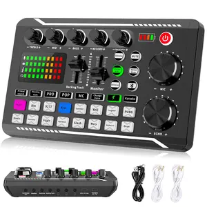 Facmogu F998 Live Sound Card Audio Mixer, Podcast Audio Interface with DJ Mixer Effects, Voice Changer with Sound Effects for Live Streaming, Recording, and Gaming，Live Streaming Microphone Audio Bundle