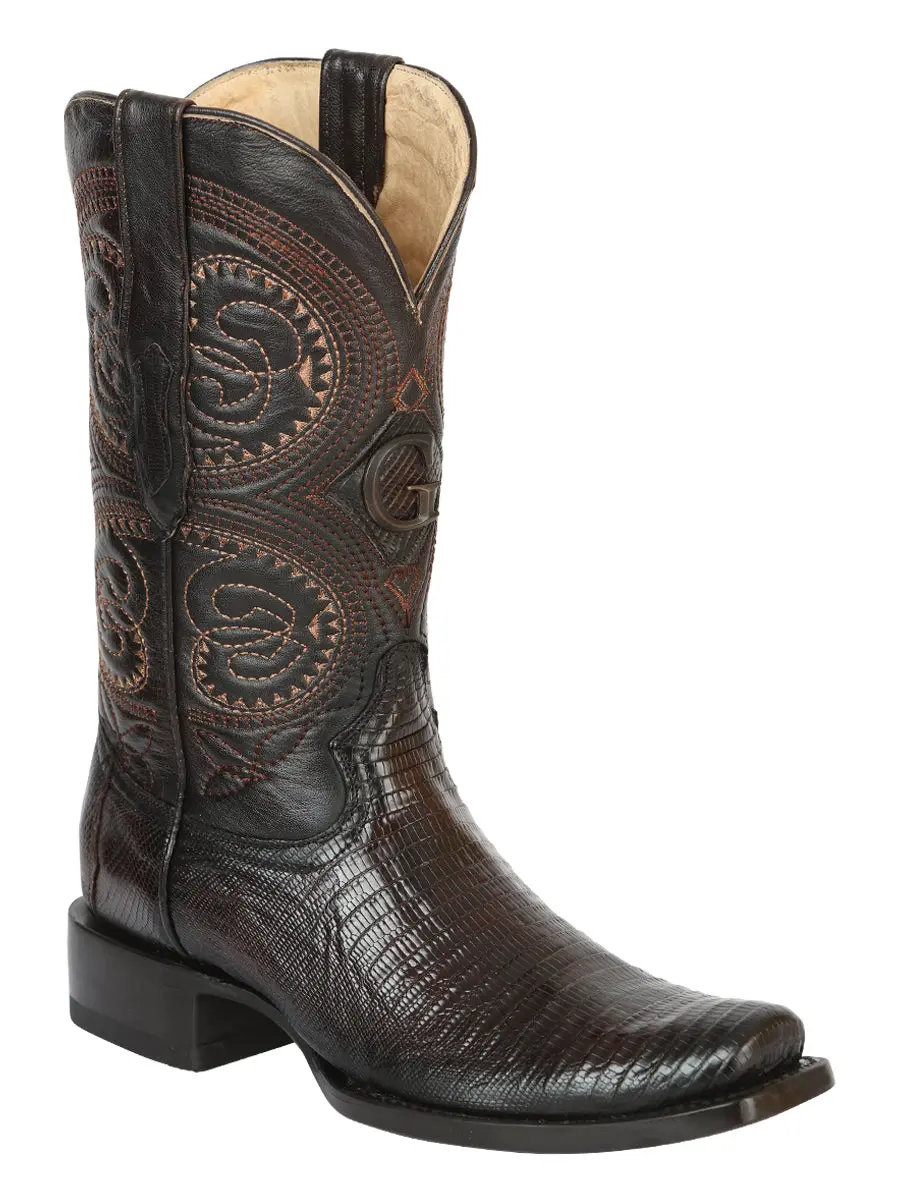El General Men's Exotic Cowboy Boots - Brown 45513